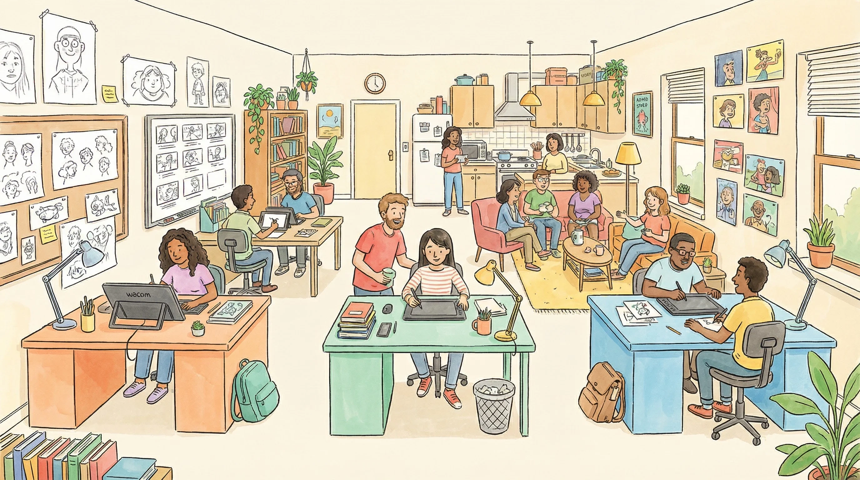 焕儿动画师社区工作空间 - 创作者协作交流场景